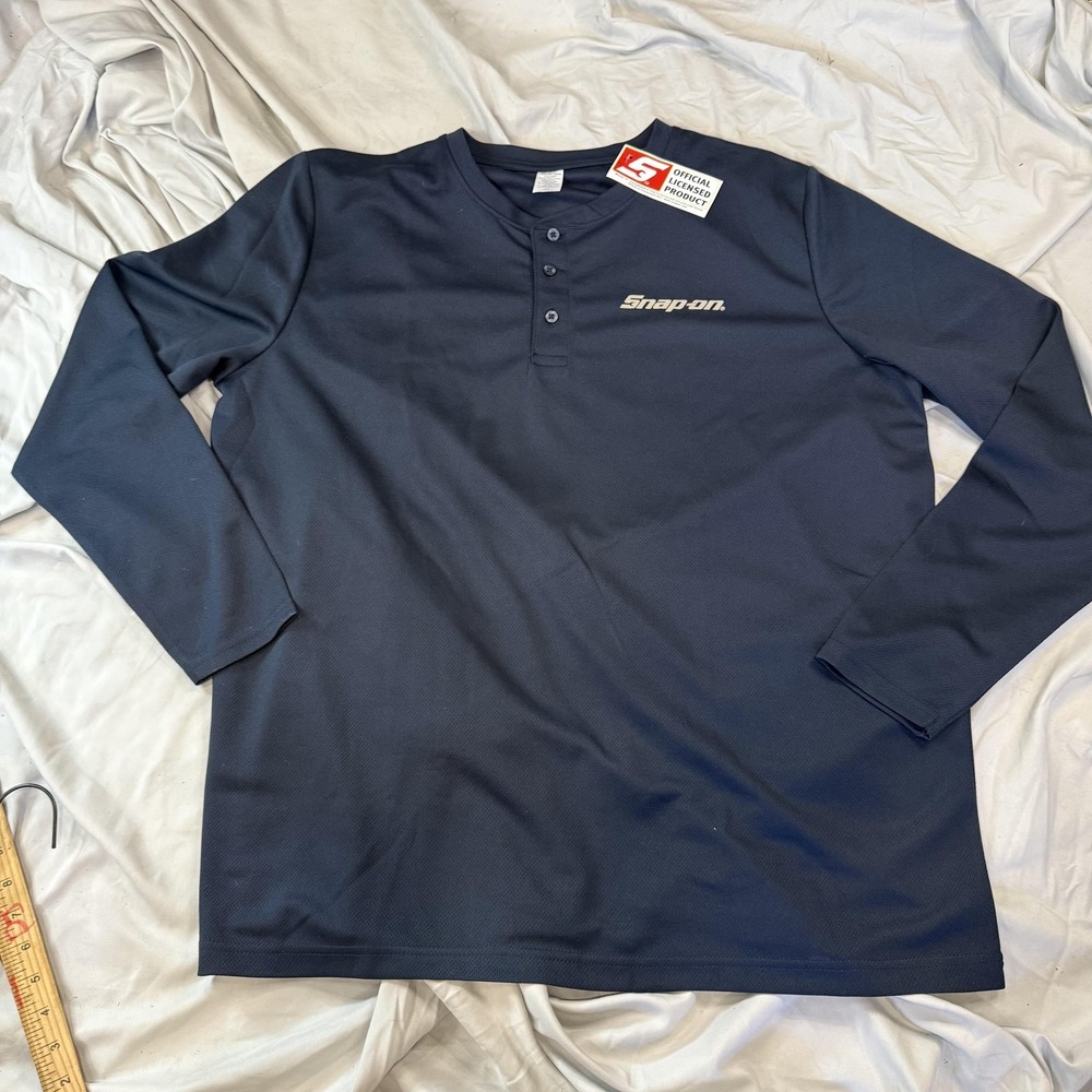 NWT Snap-on Shirt Mens 2XL Blue Long Sleeve Henley Moisture Wicking Workwear